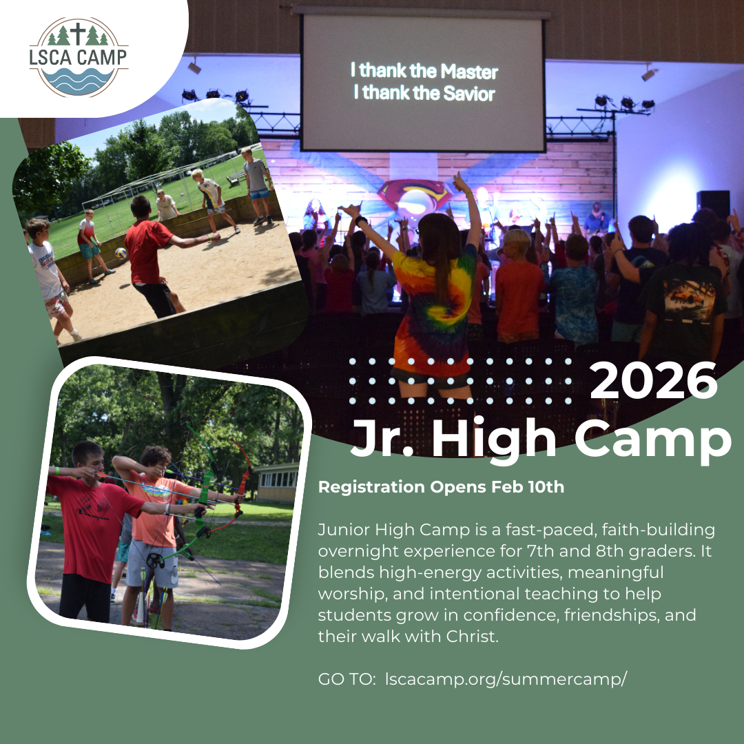 2026 Jr. High Camp registration open with fun outdoor activities and a faith-building experience.