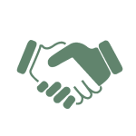 Minimalist handshake icon symbolizing agreement or partnership.